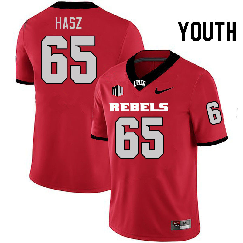 Youth #65 Jack Hasz UNLV Rebels College Football Jerseys Stitched-Scarlet